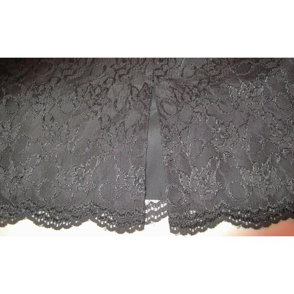 Late Edition Vtg 80s Black Lace Cocktail Dress Low Cut V Back USA Union Made 14 - Picture 5 of 8